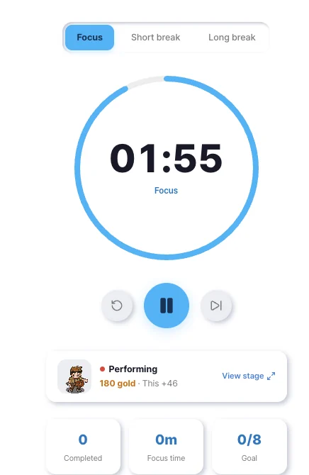 Focus timer screen
